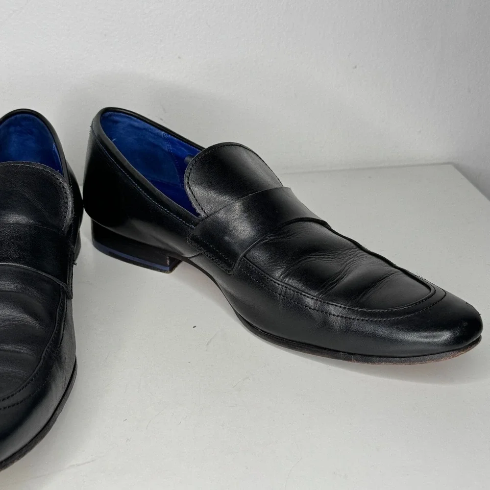 Ted Baker Dress Loafers Mens US10 UK9 Black Leather FOTIU Slip On Shoes Business